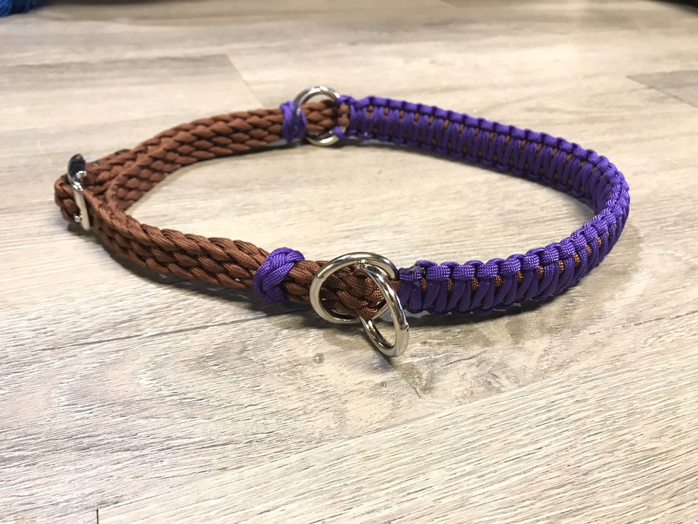 side pull hackamore attachment with a whoa neon purple