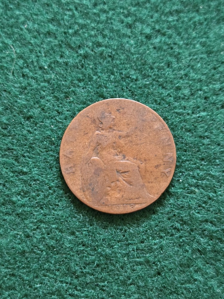 1913 Worn British One Penny