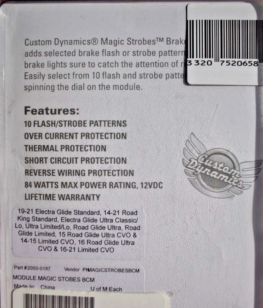 Custom Dynamics Module Magic Strobes Brake Light Flasher for H-D 2050-0187
