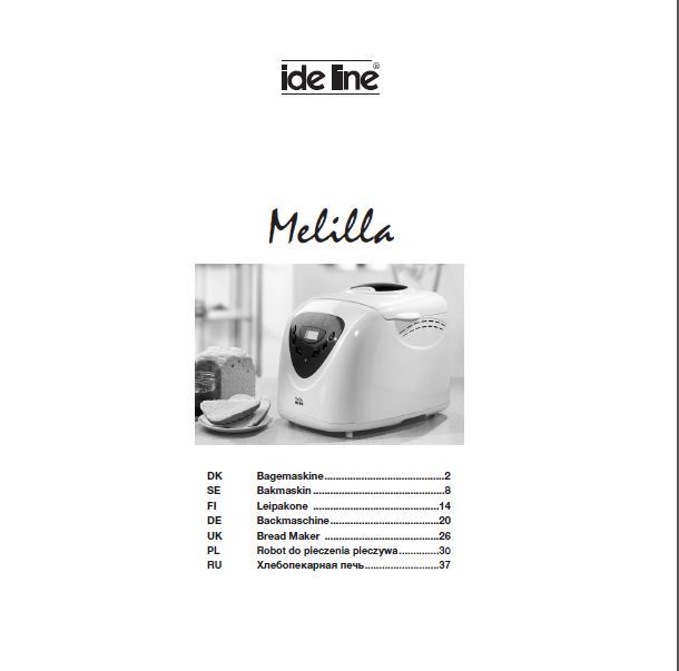 Ide Line Melissa Bread Machine Manual  643-032, 643-043, 643-111