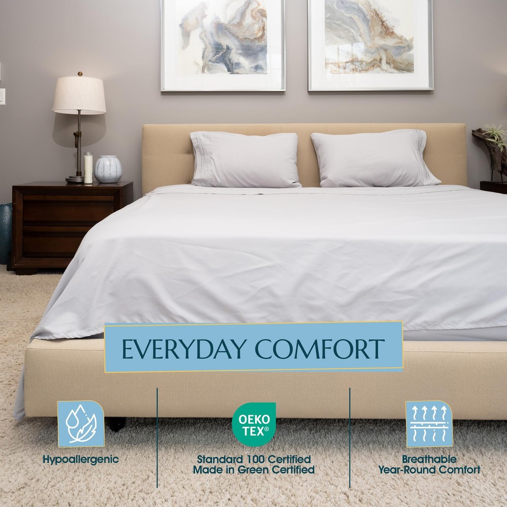 Stych Loom Queen Sheet Set – 4-Piece Soft Microfiber Sheets Set with Flat F...