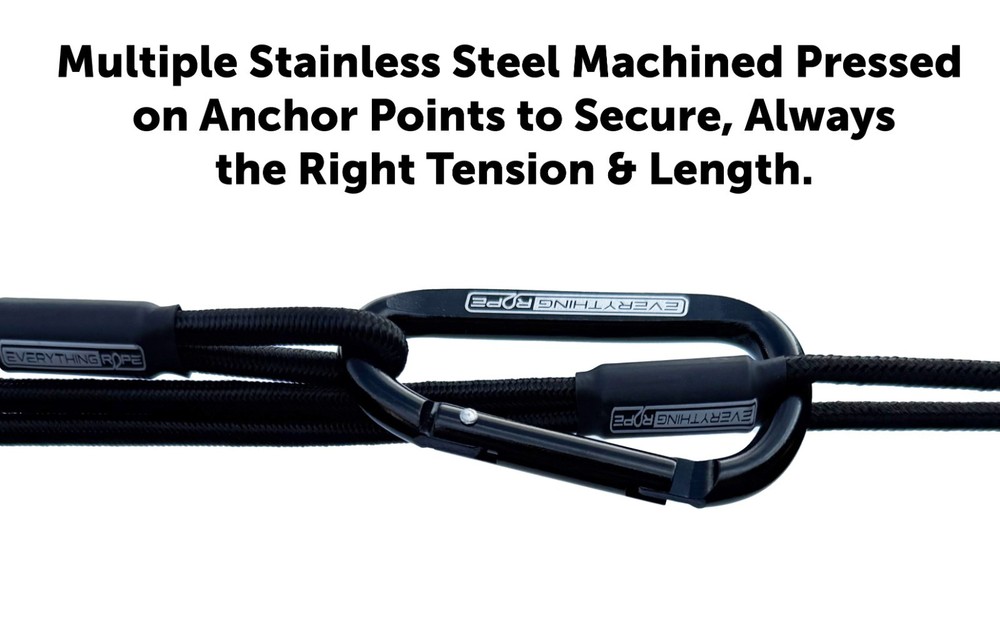 Black- Everything Rope Bungee Cord with Hooks, Adjustable Shock Cord