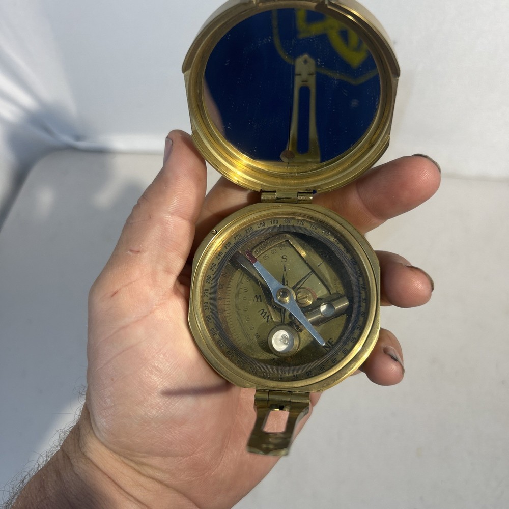 Vintage Solid Brass Compass Natural Sine Nautical