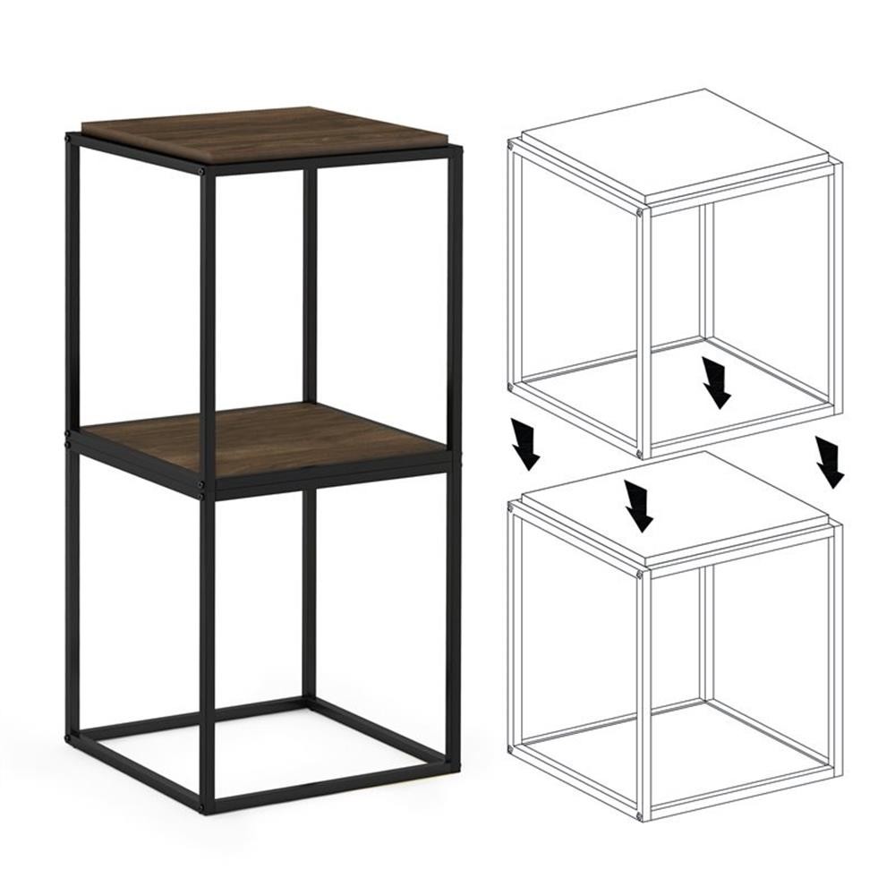 Pemberly Row Engineered Wood 1-Tier Stackable Shelf in Columbia Walnut