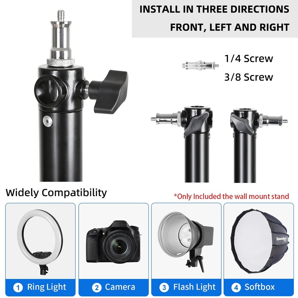 Ring Light Wall Mount Triangle Boom Arm 68"/173cm, Adjustable Camera Mount fo...