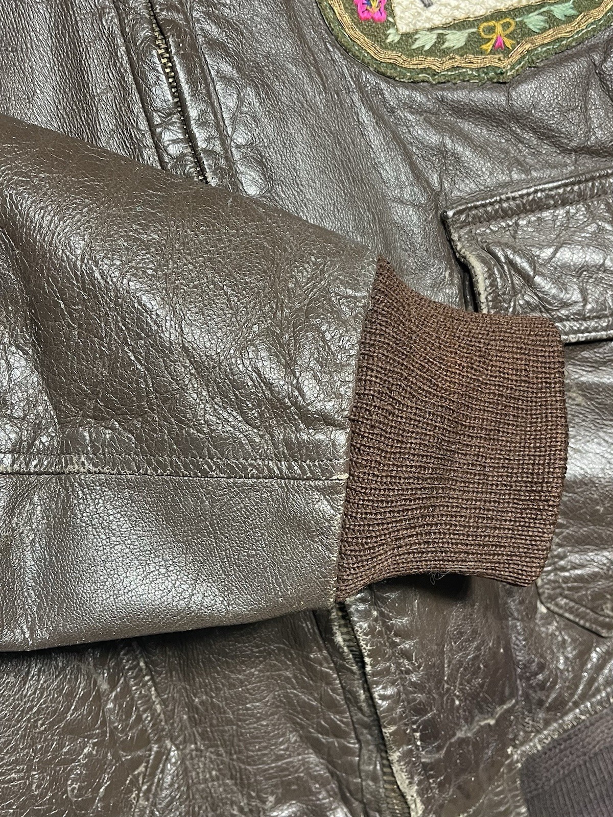 Korean War Era US Navy G-1 Leather Flight Jacket Theatre Made Patch Bomber