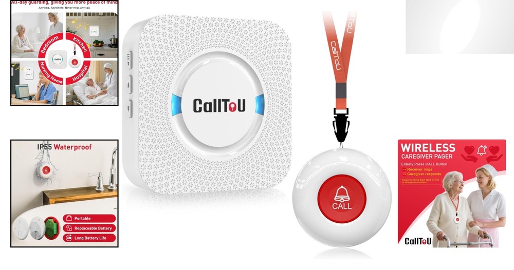 Nurse Alert System - Waterproof Call Button with Touch Control & 500+ ft