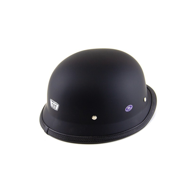 DOT Low Profile German Novelty Flat Black Motorcycle Half Helmet Cruiser Chopper