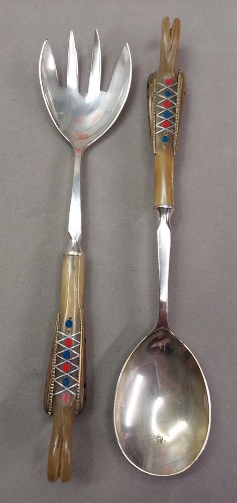 VINTAGE Fire Bird Phoenix Salad Spoon and Fork Serving Set