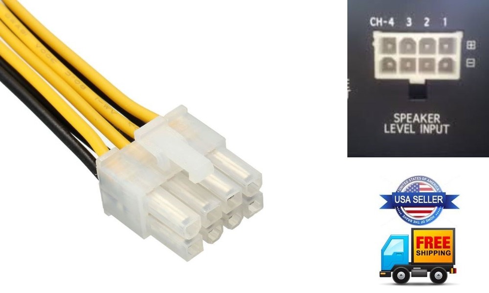 8-Pin Speaker High Level Input Plug Harness Amplifier BAZOOKA Amp