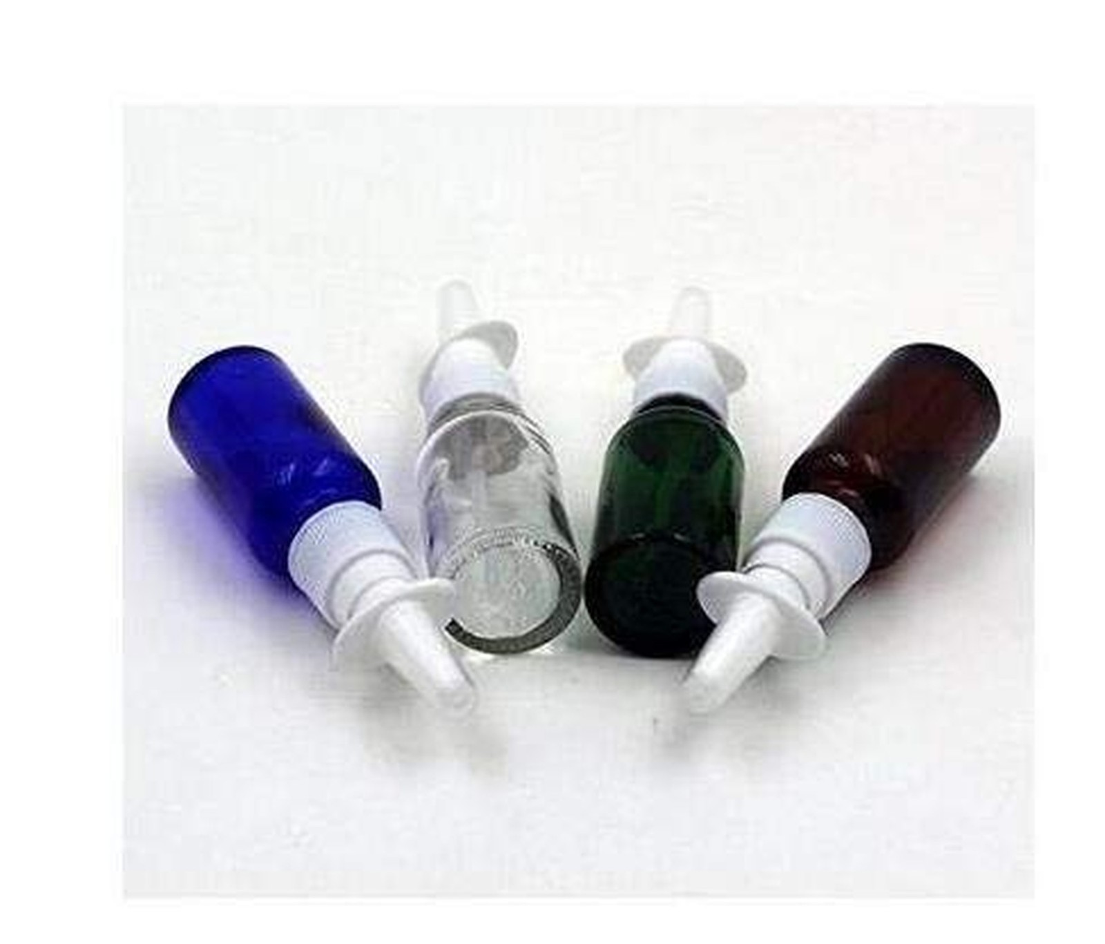 6 Pcs (5ml/0.17oz) Amber Round Empty Glass Nasal Spray Bottle with Press Spra...