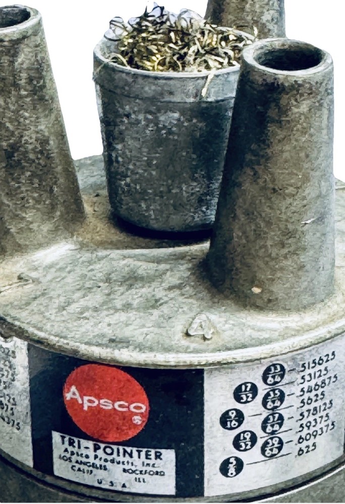 APSCO Tri-Pointer Vtg Drafting Lead Pointer Sharpener Metal Desk Tool USA (D)