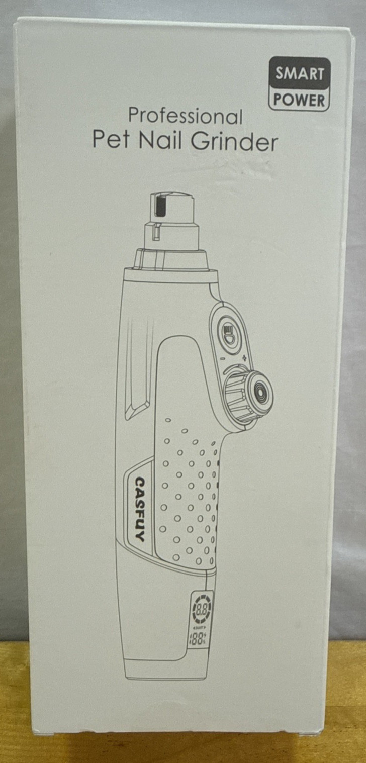 Casfuy Smart 6-Speed Dog Nail Grinder 50% More Power 2 LED Lights Quiet Red NEW