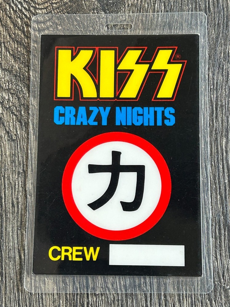 KISS Laminate Pass Crazy Nights Concert Tour Crew 1987 Vintage Kiss 5.5" Version