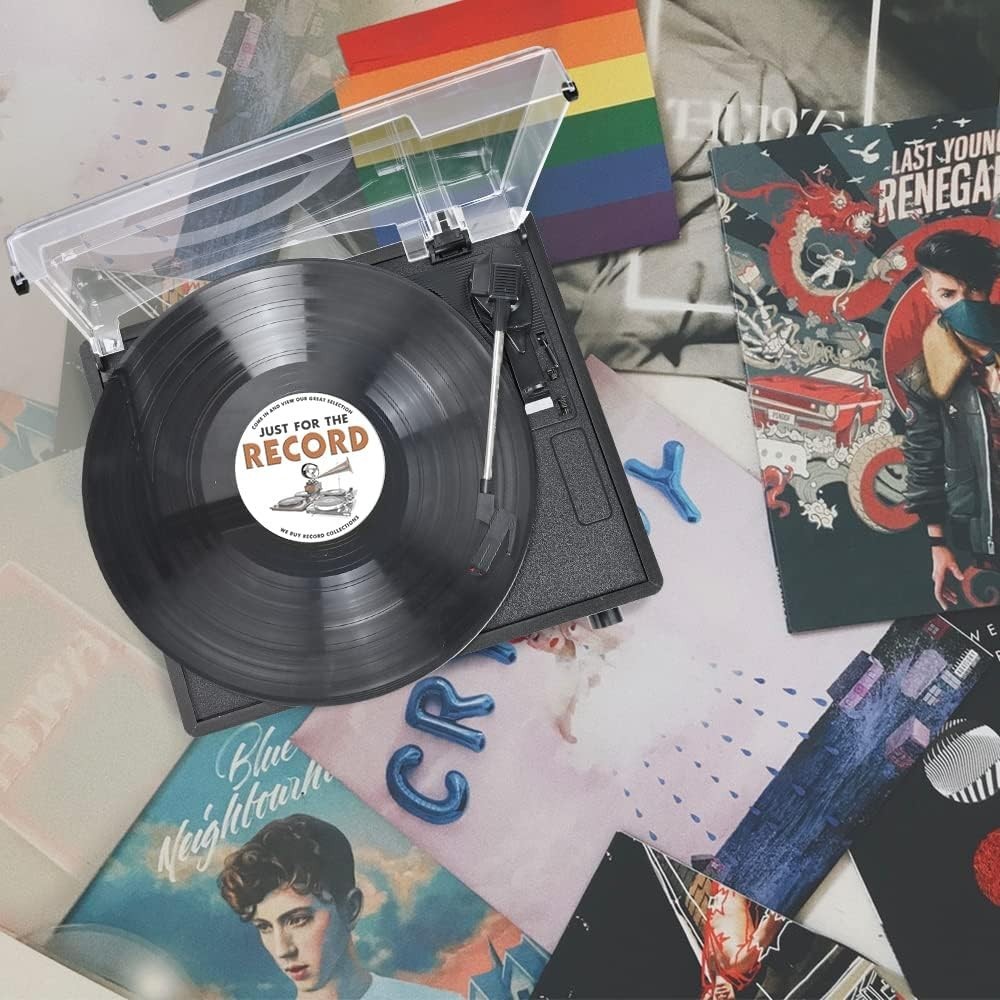 WOCKODER Record Player Bluetooth Turntable 3 Speed Built-in Speakers