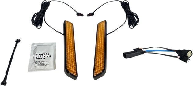Custom Dynamics LED Fork Lights Black Amber #CD-FORK-SS6-AB Harley Davidson