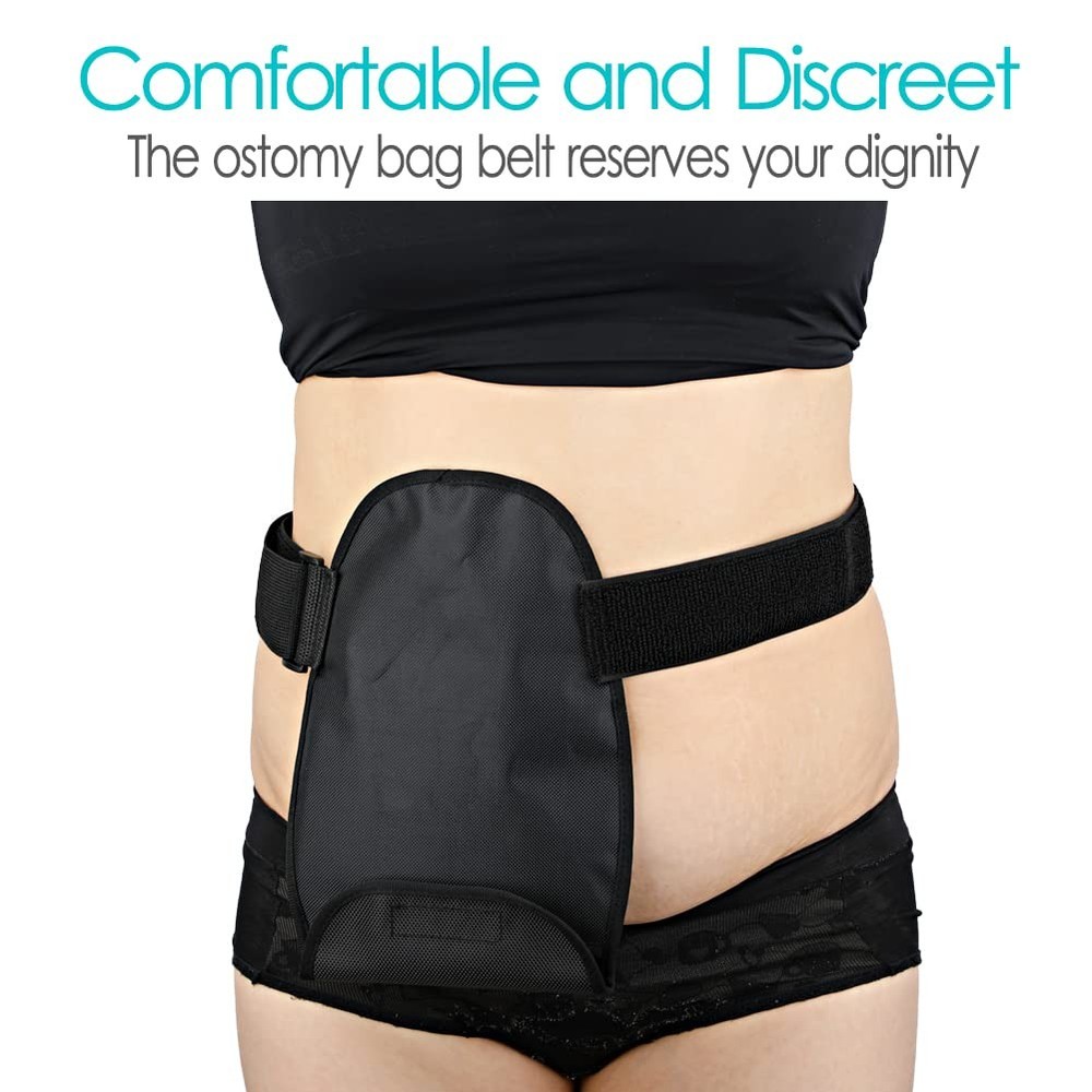 2 Pack Waterproof Ostomy Bag Cover Belt Adjustable 2 Pack, Black-2pack