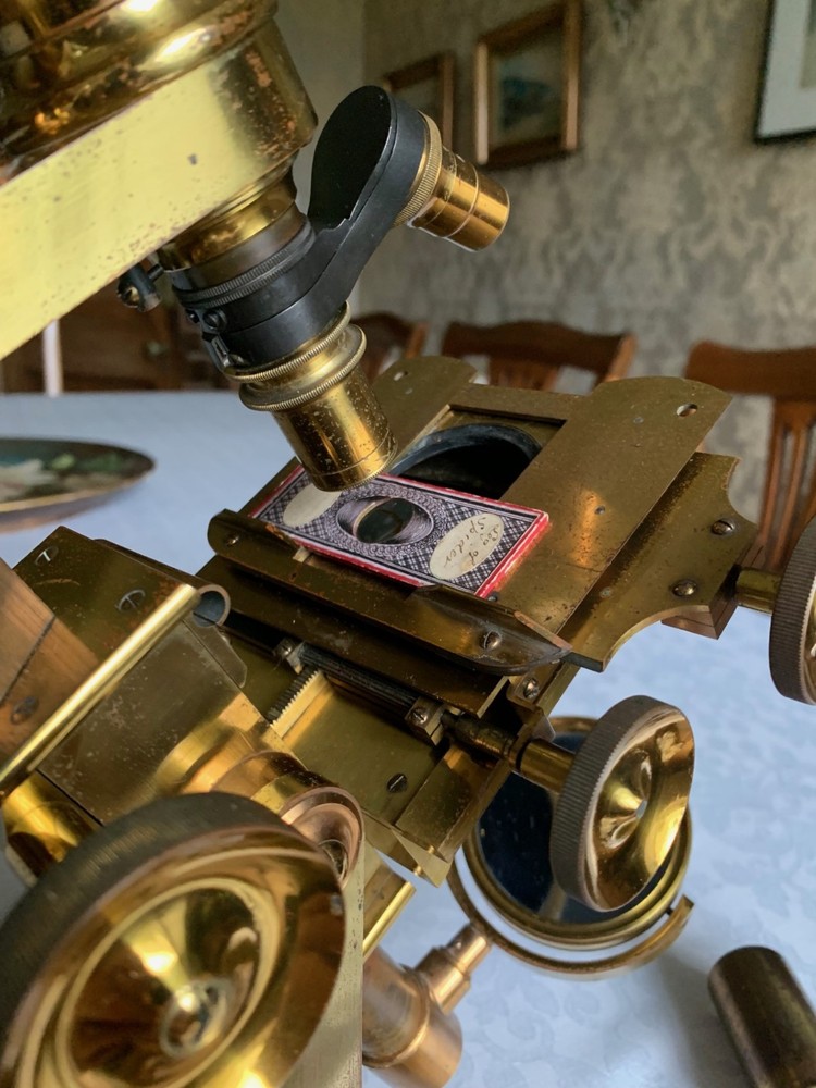 Large Antique C. Baker No. 2 - Compound Bar-limb Brass Microscope - circa 1860