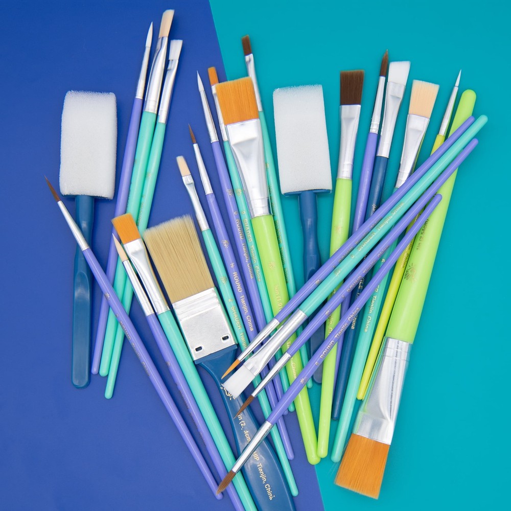 Hello Hobby Assorted Craft Paint Brush Set, 25pcs