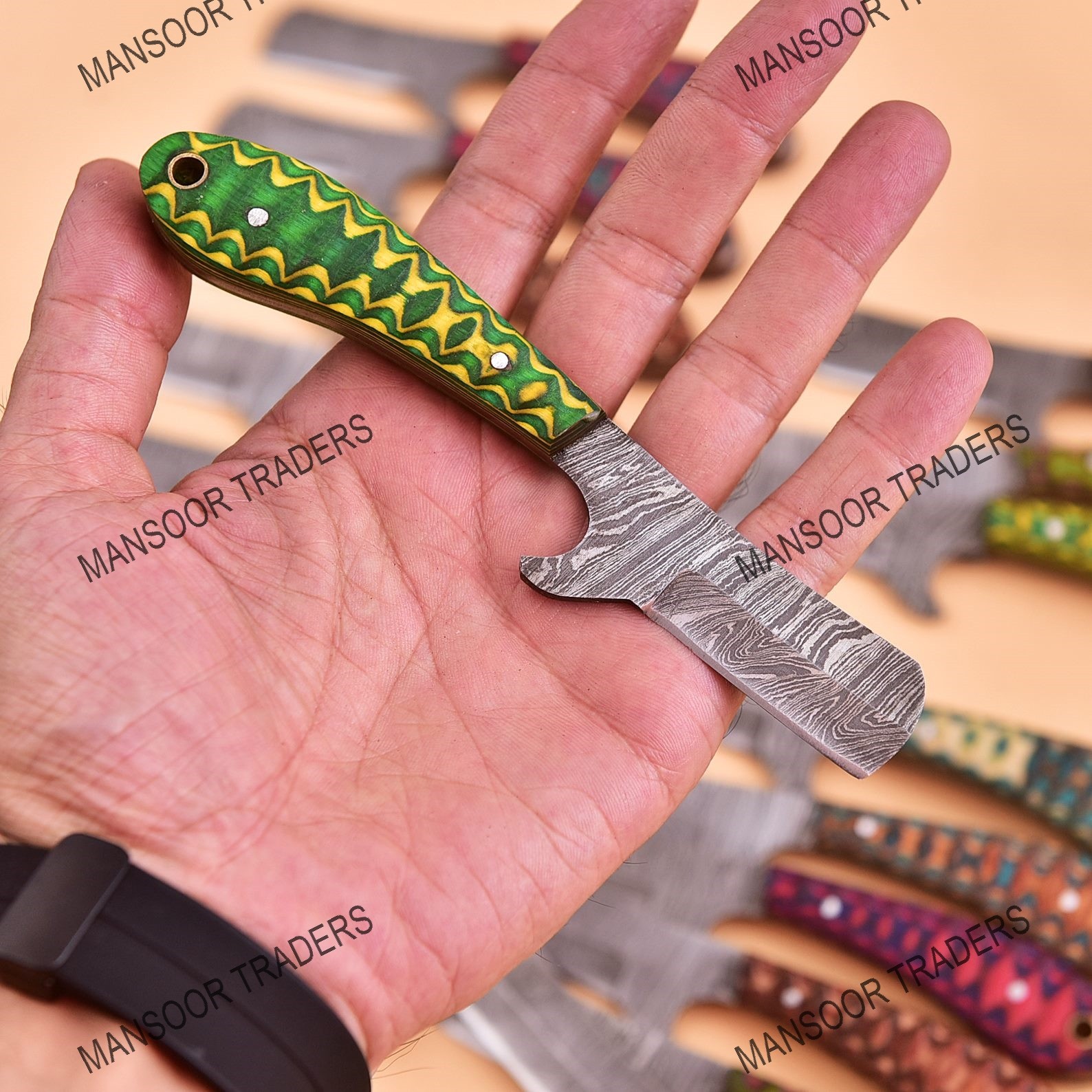 LOT OF 20 CUSTOM MADE DAMASCUS STEEL HUNTING SKINNER BULL CUTTER EDC KNIFE