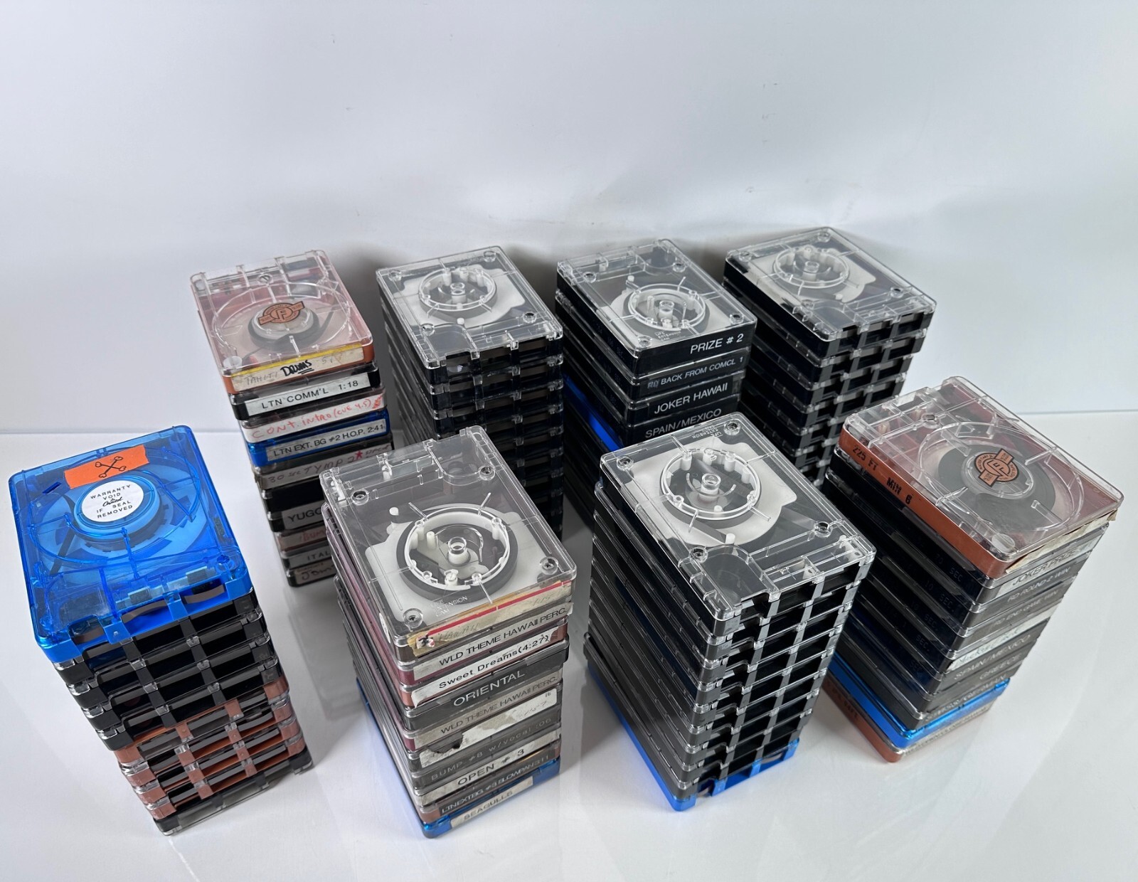 Lot of 80 Broadcast NAB Tape AA Cartridges 3M, Fidelipac, Audiopak, Scotchcart