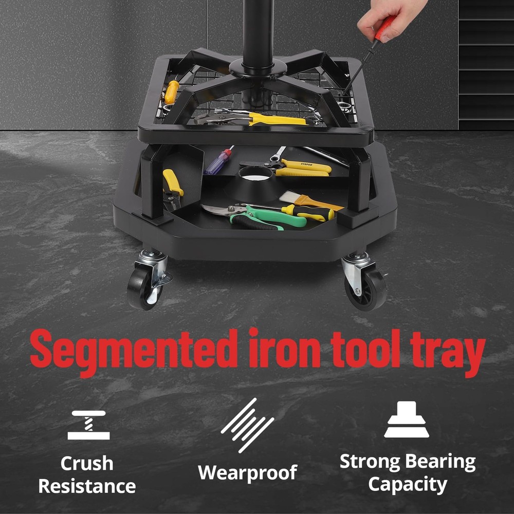 360° Rolling Workshop Garage Stool Chair w/ Sponge Short Back Adjustable Height