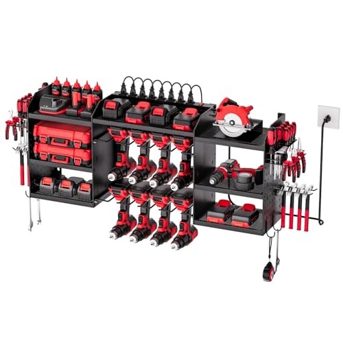 Power Tool Organizer with Charging Station, 3-Layer Power Tool Battery