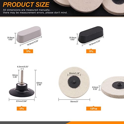 13Pcs 3" Compressed Wool Fabric Disc Felt Polishing Buffing Pads Wheels