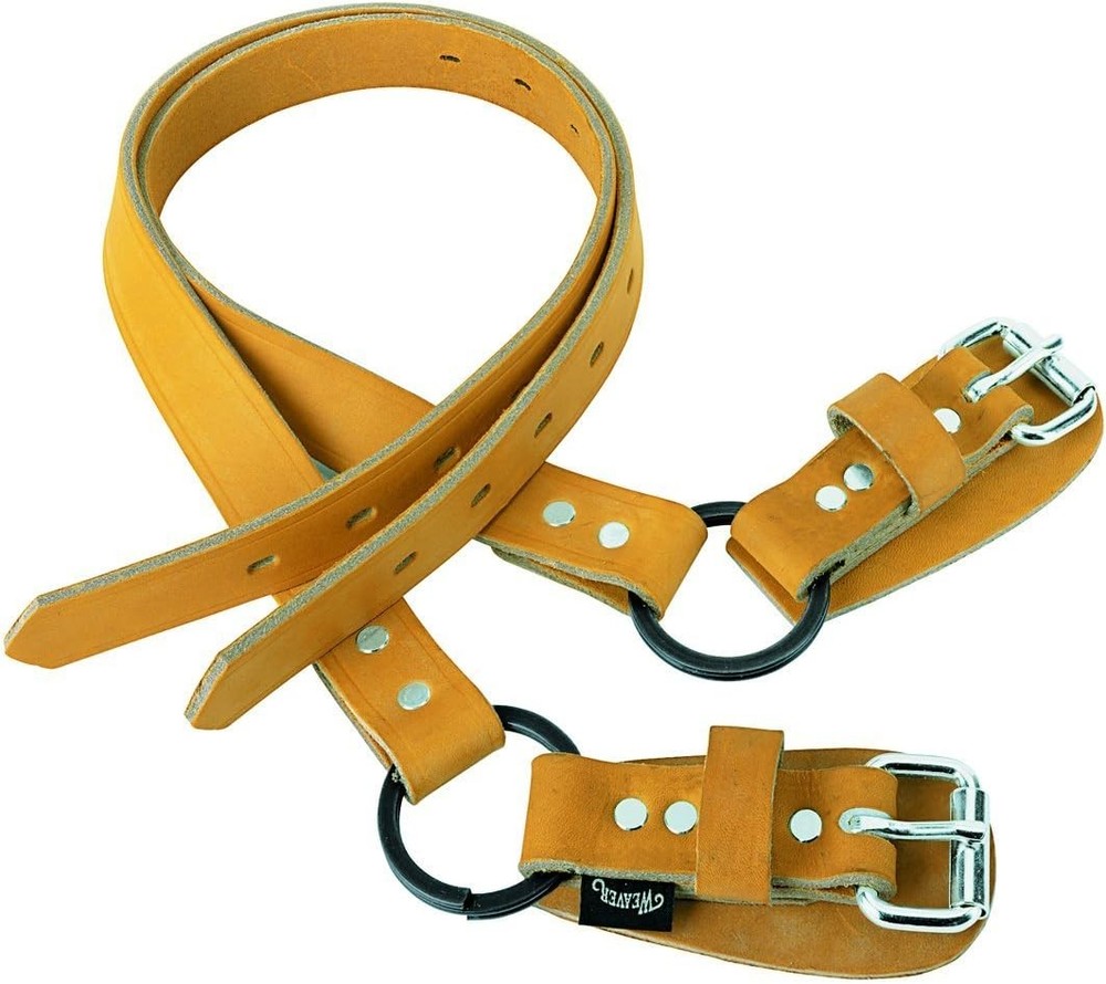 Arborist Split Ring Lower Climber Straps, Leather Tree Climbing Gear 26" Brown