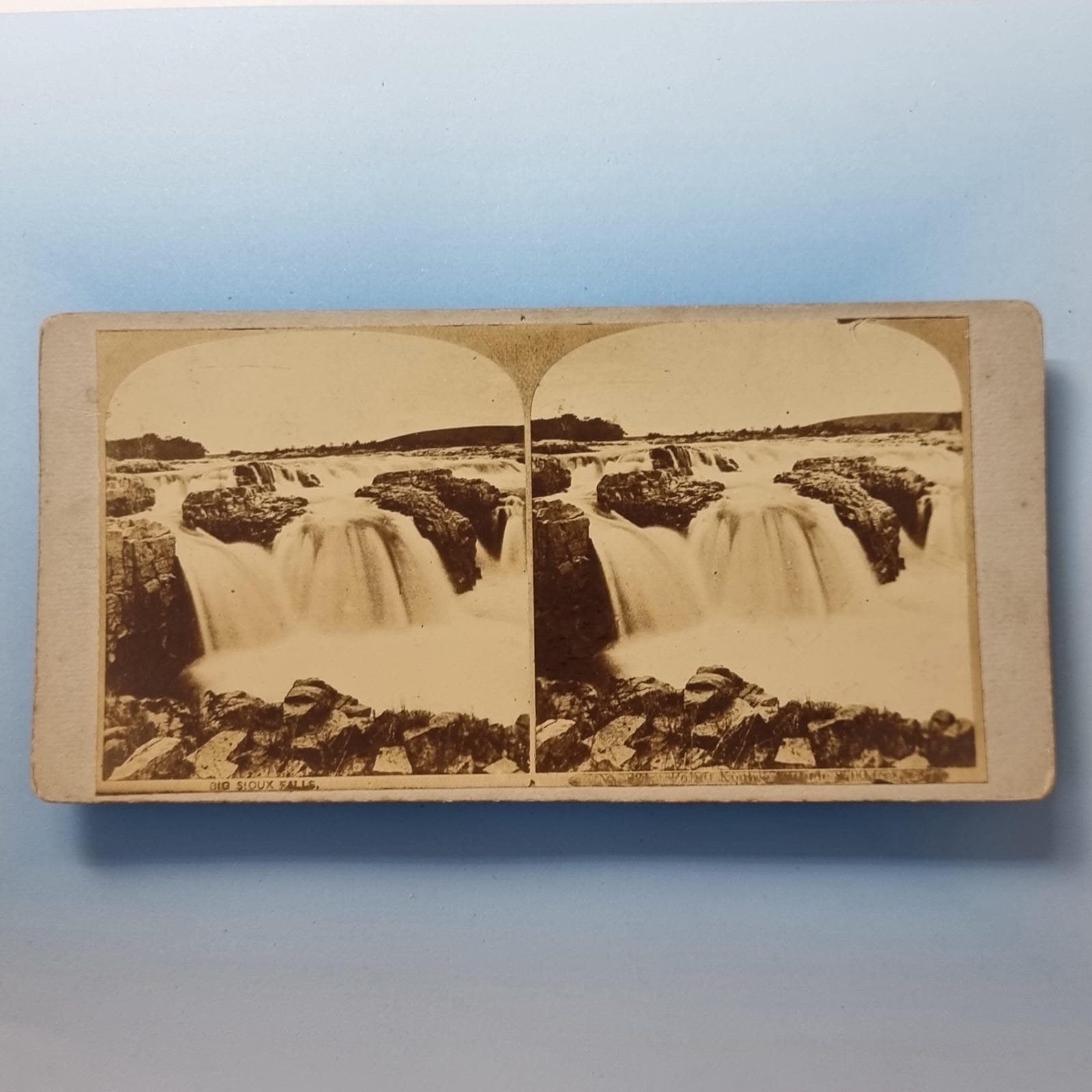Sioux Falls S.D Stereoview C1895 Real Photo America The Big Waterfall On River
