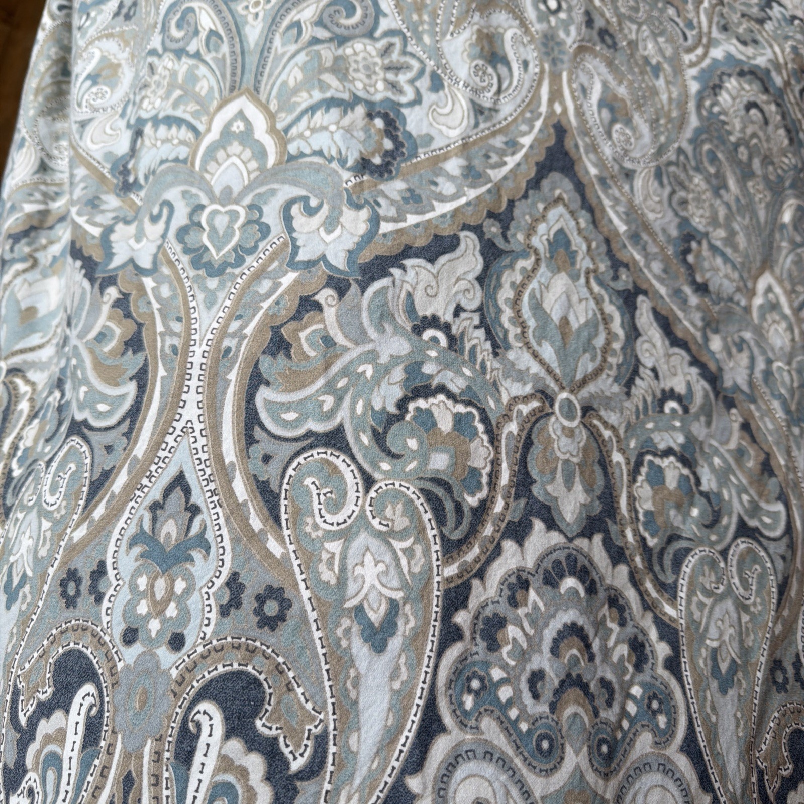 POTTERY BARN McKENNA Blue Gray Paisley Full Queen Duvet Cover