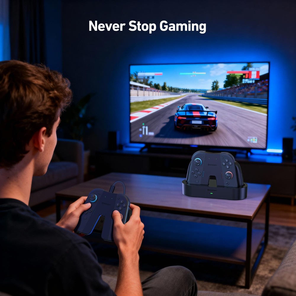 NEWDERY Charging Grip & Charging Dock for Switch 2 Magnetic Grip Controller