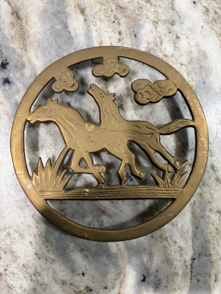 Vintage Brass Horse Trivet