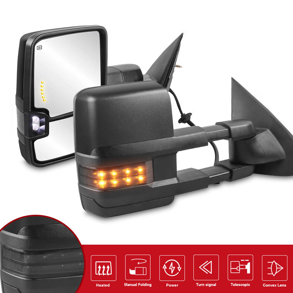 For 2014-18 Chevy Silverado GMC Sierra 1500 2500 3500HD Power Heated Tow Mirrors