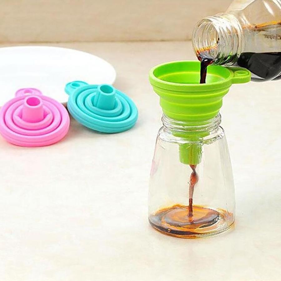 4 Foldable Silicone Funnel Set - Multi-Use Kitchen Funnels for Liquid Transfer