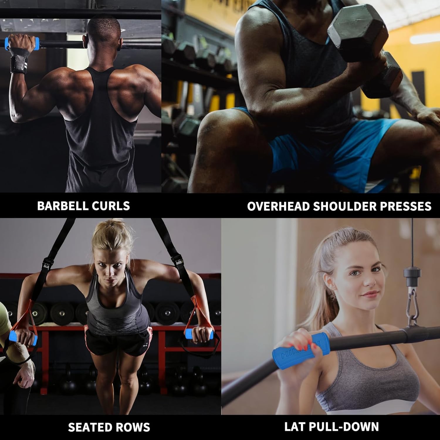 Thick Bar Dumbbell Grips,Non Slip Hard Rubber Barbell Grips-2.25" Outer Diameter