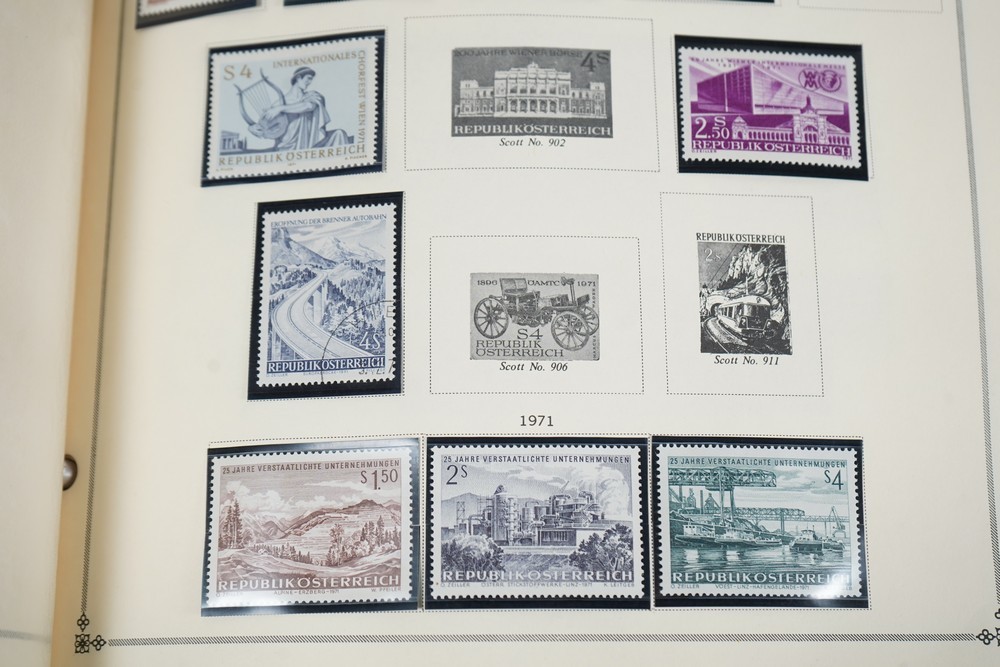 WORLDWIDE A-L 1970s COLLECTION OF 875+ STAMPS MINT & USED STORED IN SCOTT ALBUM