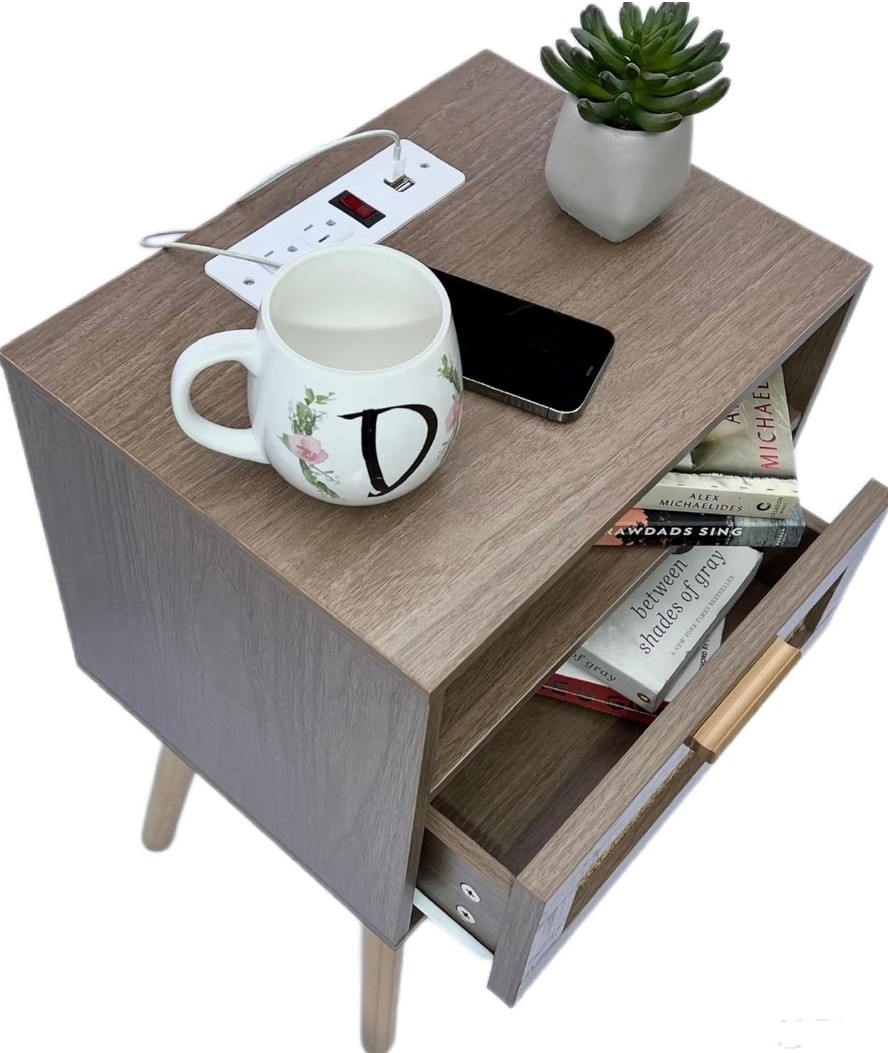 2 New Modern Rattan Nightstand Side Table Bedroom Living Room Small Spaces