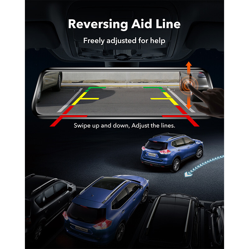 WOLFBOX G930 4K 10" Rear View Mirror Camera, Dash Cam Front and Rear for Car