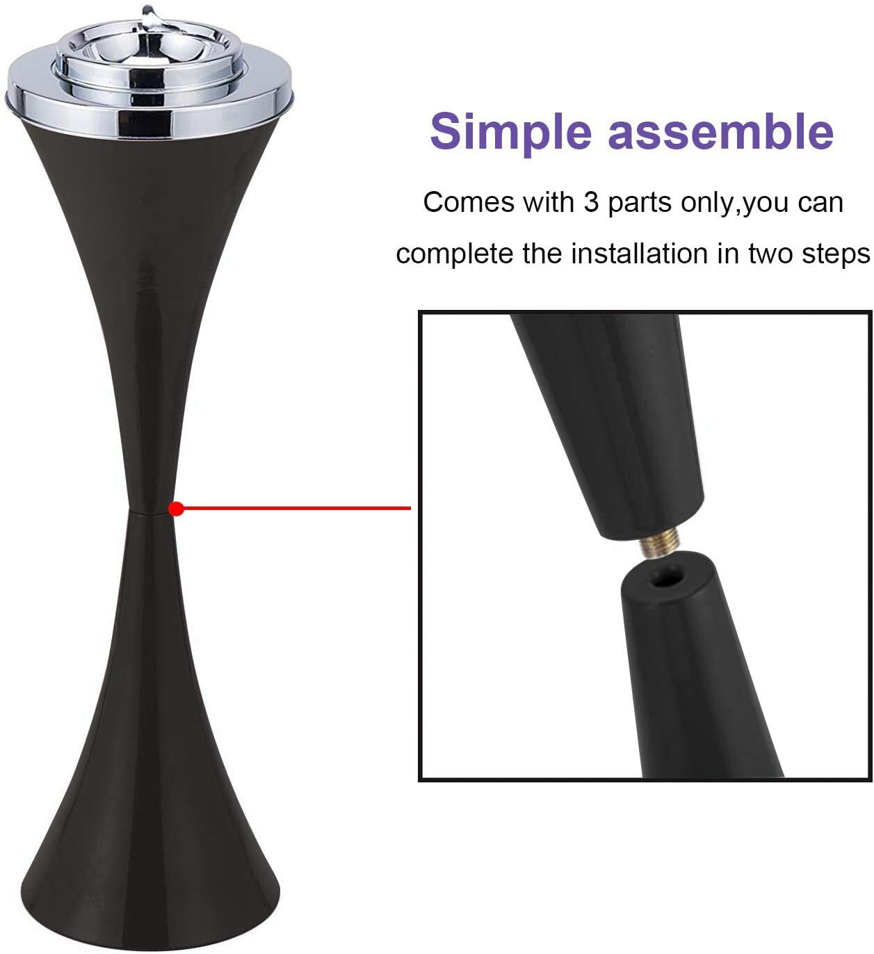 23" High Floor Standing Cigarette Ashtray with Lid Standing Ashtray In/Outdoor