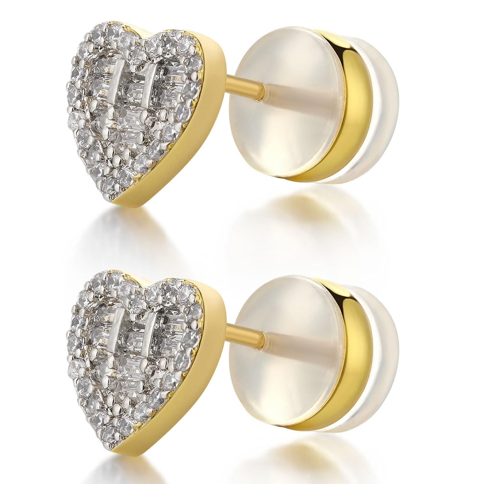 Silicone Earring Backs, 18K Gold Plated, Secure Locking for Heavy Earrings, H...