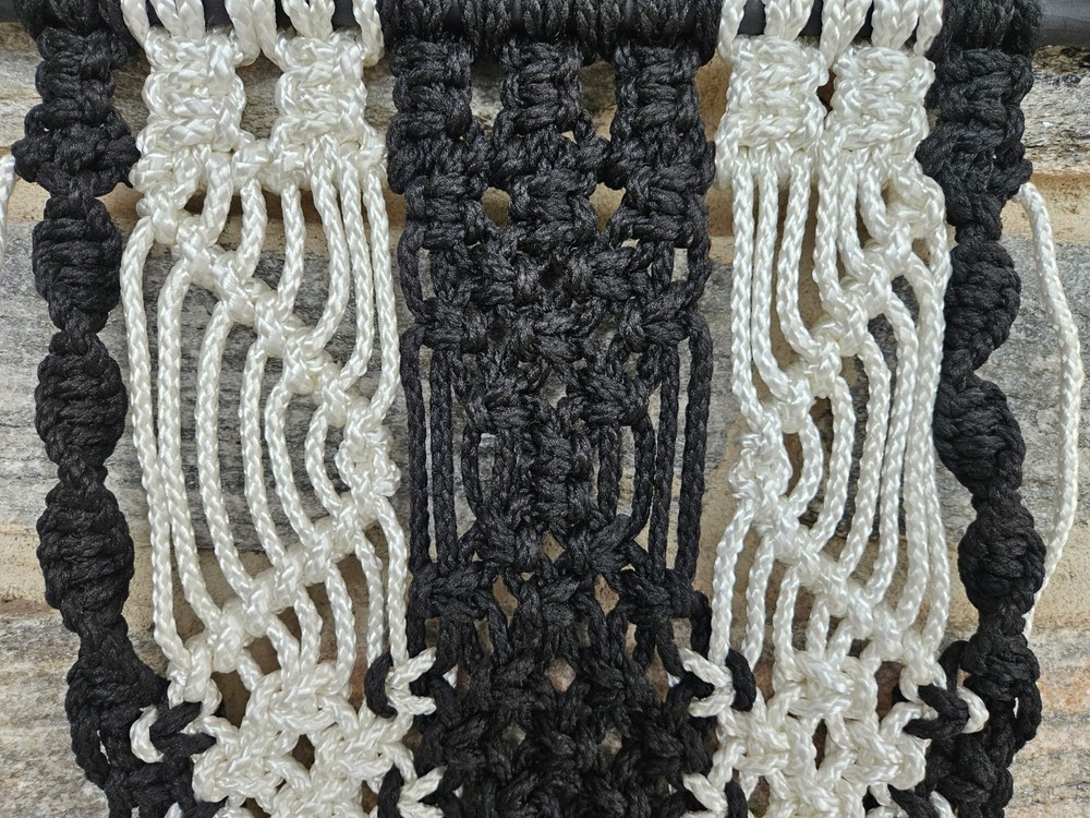Macrame Wall Hanging 13"x 42" BOHO Style Macrame Wall Decor Black White