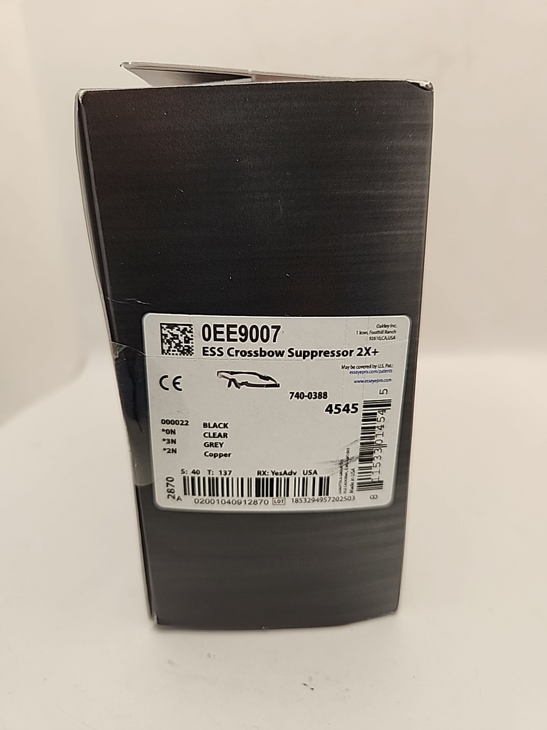 NEW ESS Eyewear Crossbow Suppressor 2X Deluxe Kit, 740-0388 (4545) Black