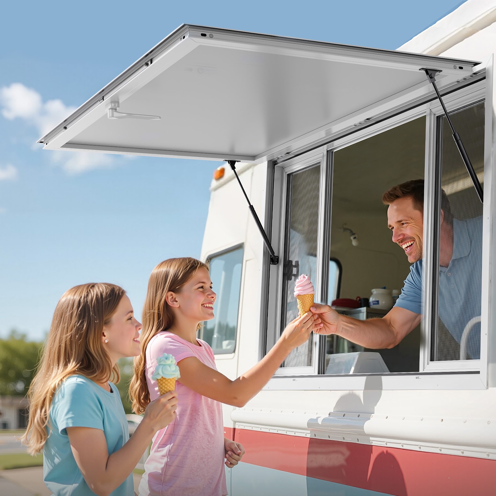 VEVOR 60x36in Concession Stand Serving Window Food Truck Service Awning Aluminum