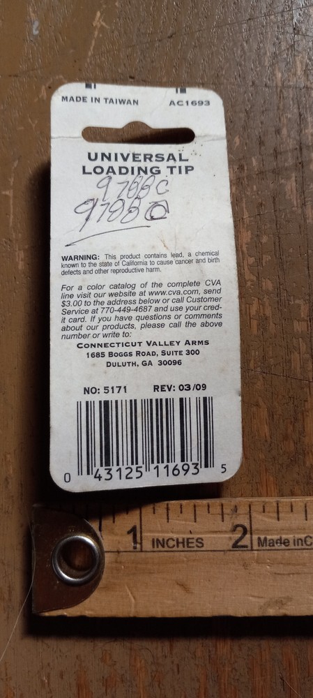 Muzzleloader CVA AC1693 Universal Loading Tip - NOS