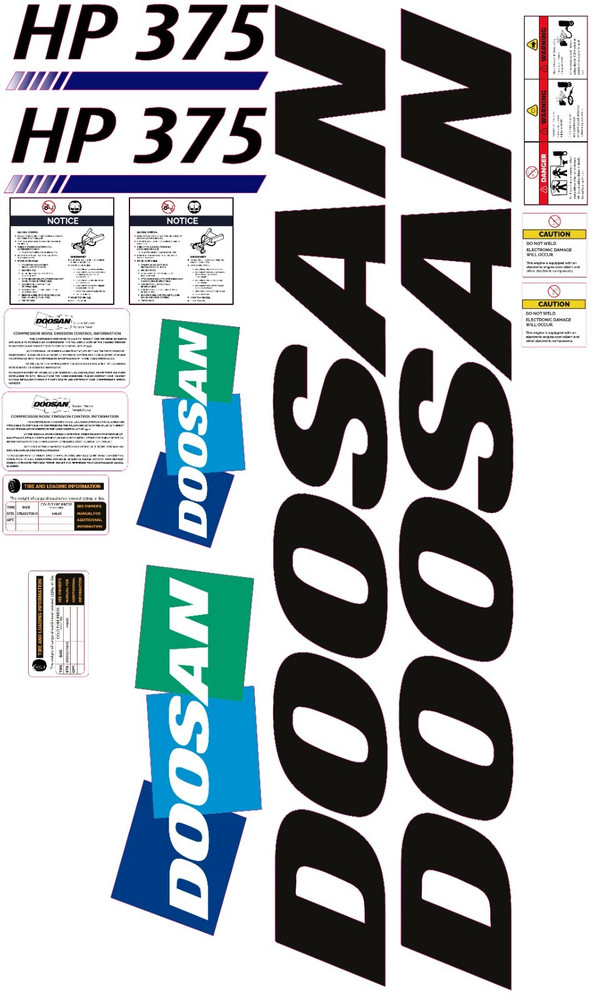 FITS Doosan HP375 CFM Decal kit air compressor replacement decal