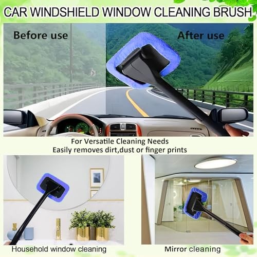 Car Windshield Cleaning Tool, Windshield Cleaner with 5 Washable and Blue