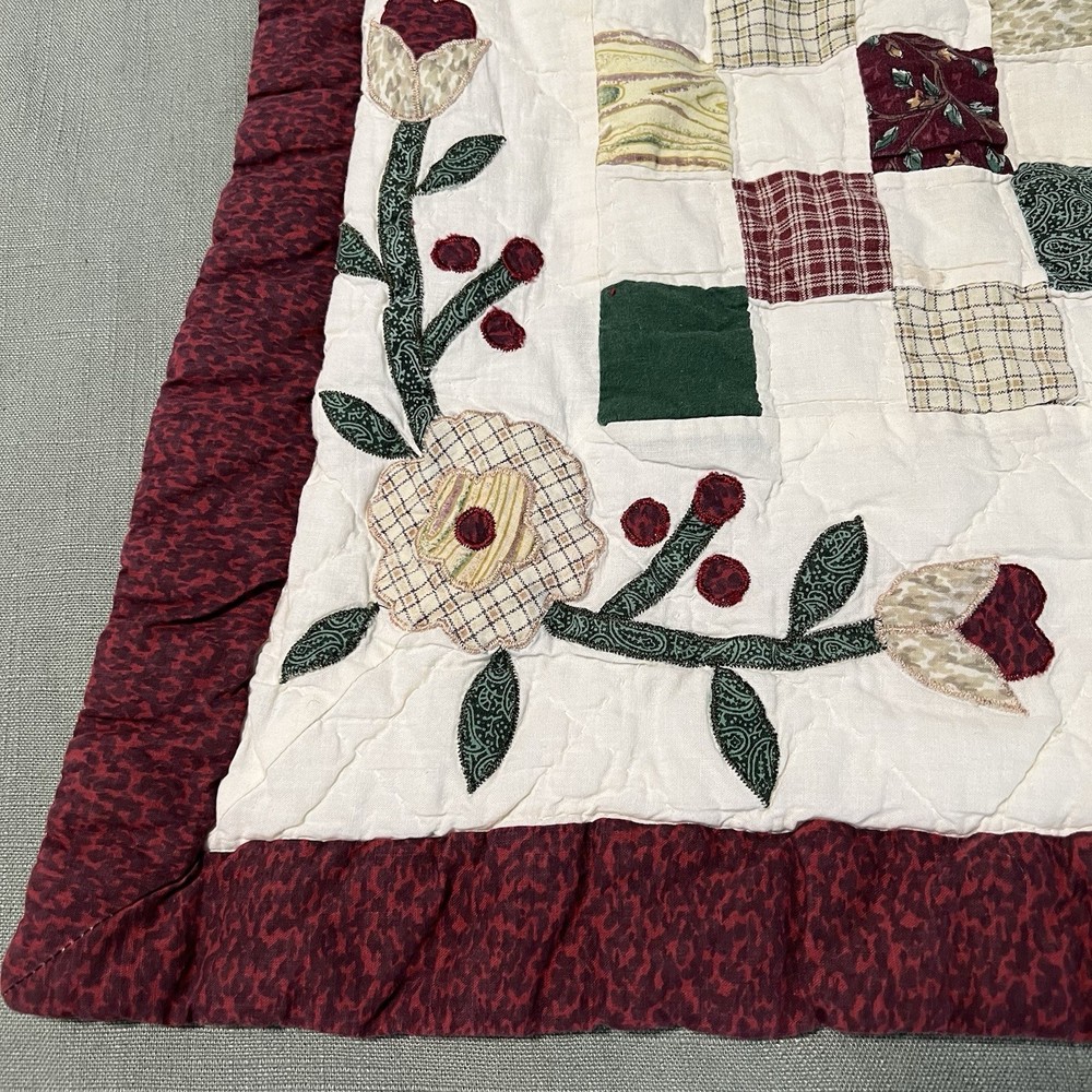 Handmade Crib Patchwork Quilt Floral Pattern Multicolor Cotton Pillowcase