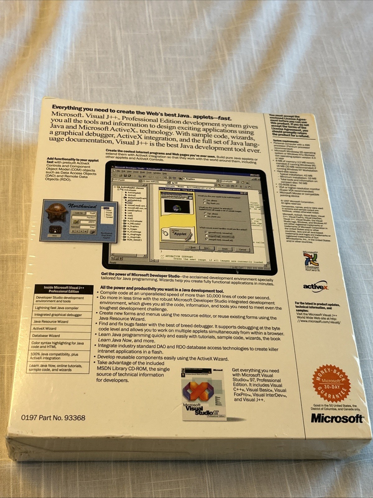 Microsoft Visual J++ Professional Edition Big Box Software CD-ROM-Factory Sealed