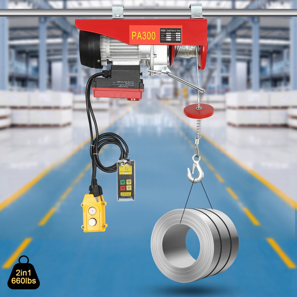 PA300 Electric Hoist Winch 660Lbs Engine Crane Overhead Wireless Remote Control